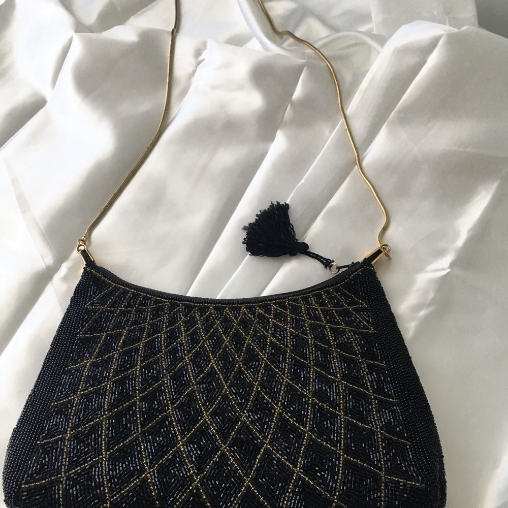 Walborg beaded black clutch evening bag